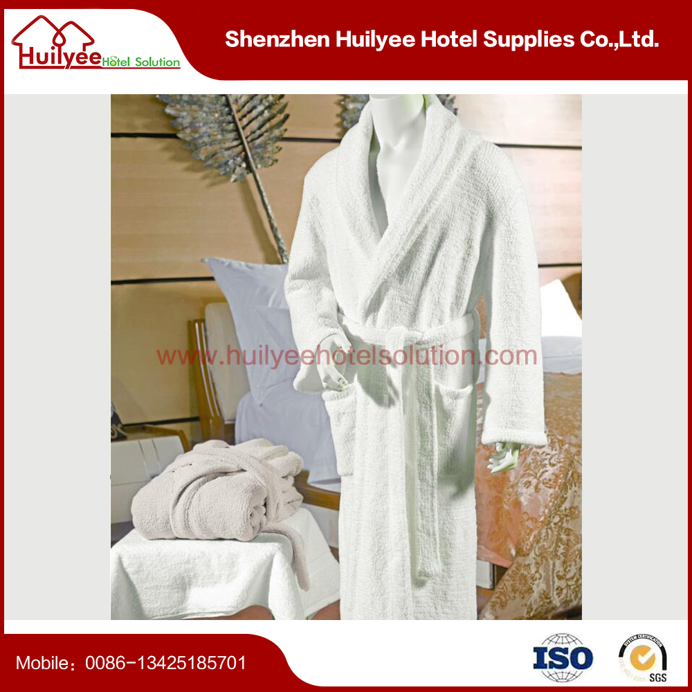 White cotton hotel terry cloth robe