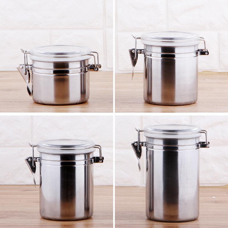 Kitchen stainless steel storage jar sets
