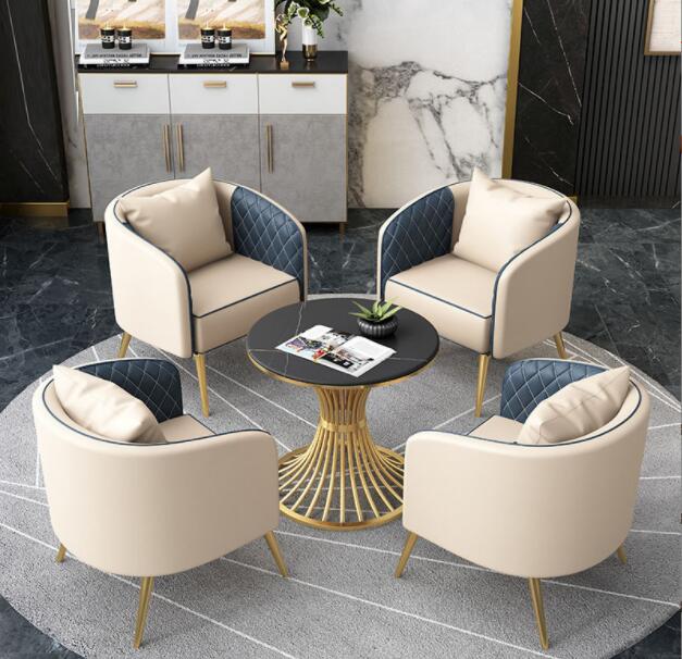 Modern negotiation reception desk and chair beauty salon rest area small round table, one table and four chairs combination