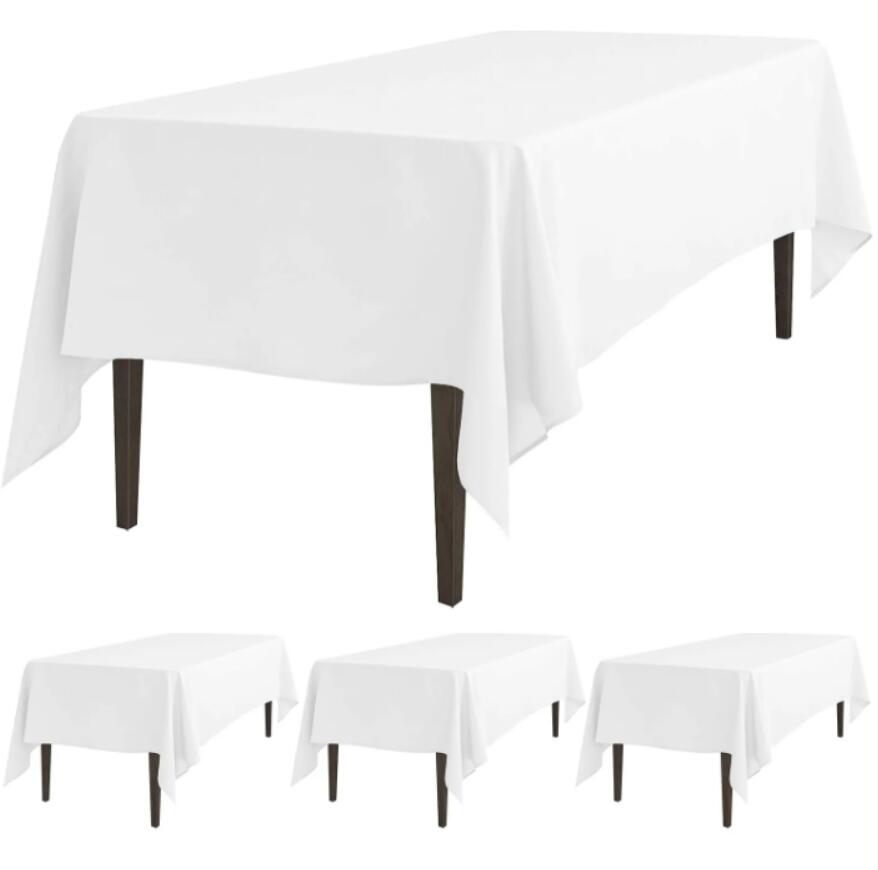 Rectangular Washable Polyester White Party Wedding Tablecloths Table Cloth