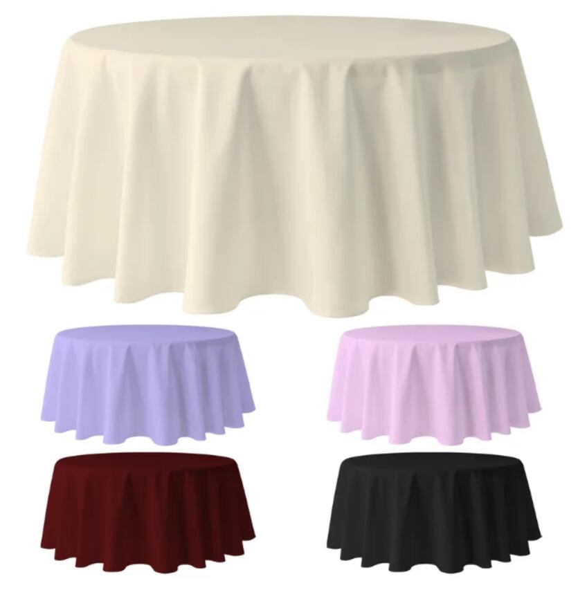 wholesale polyester custom white round outdoors party banquet wedding tablecloth table cloth